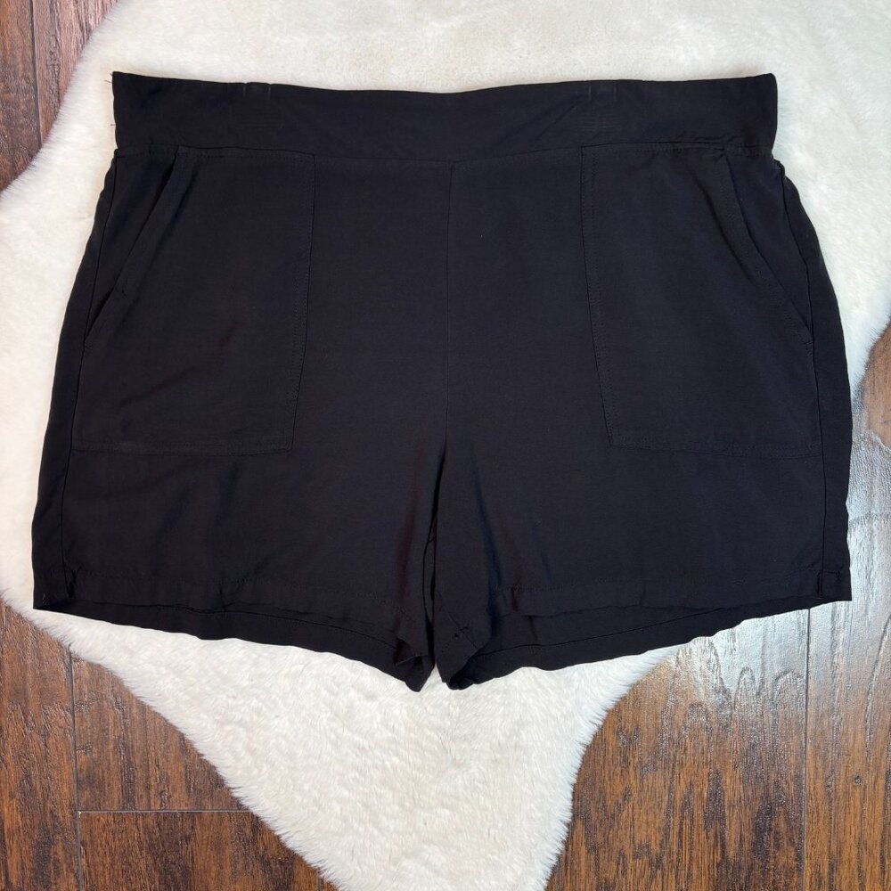 Wildfox Pull-On Shorts XL Black High-Rise Elastic Waist‎ Pockets Casual Women's